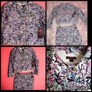 DENIM JACKET AND MATCHING SKIRT GRAFFITI